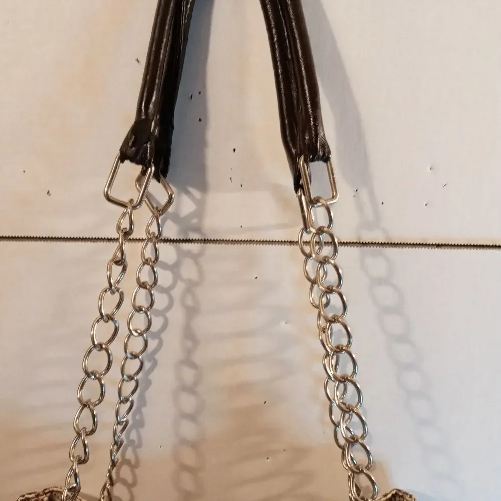 Large Snakeskin Crossbody Silver Chain Bag